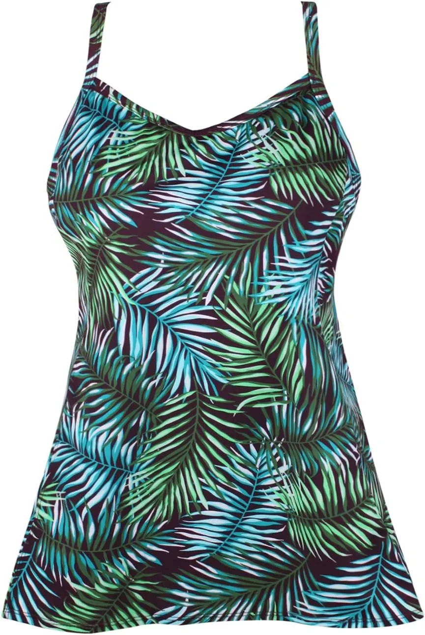 JINXUEER Women's Plus Size Flowy Swimsuit Crossback Tankini Top Modest Swimwear