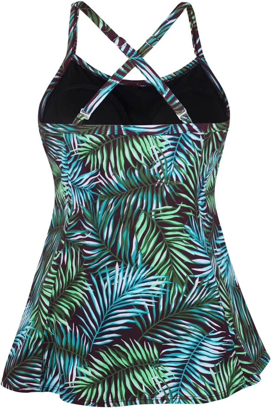 JINXUEER Women's Plus Size Flowy Swimsuit Crossback Tankini Top Modest Swimwear