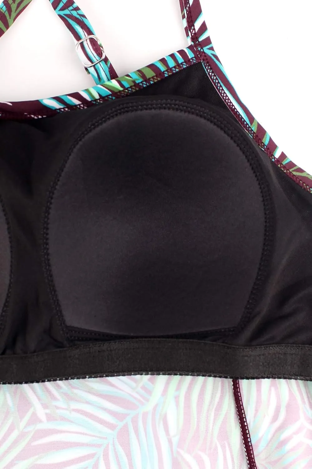 JINXUEER Women's Plus Size Flowy Swimsuit Crossback Tankini Top Modest Swimwear