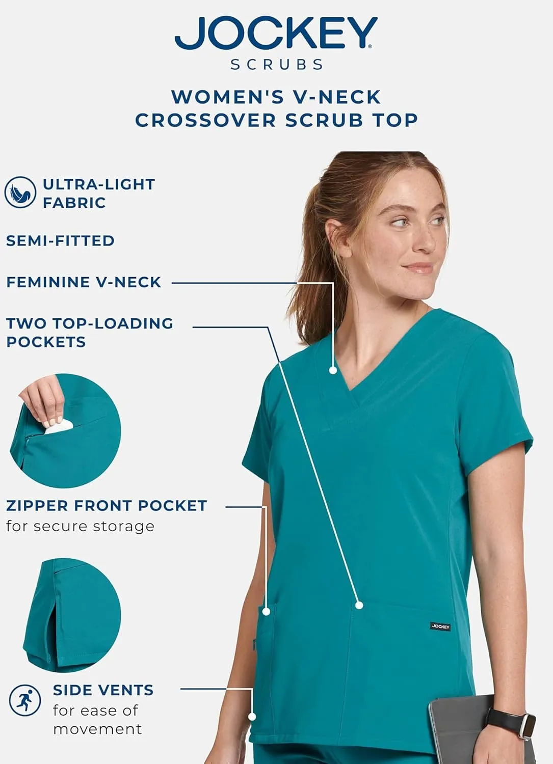 Jockey Women's Women's V-Neck Crossover Scrub Top