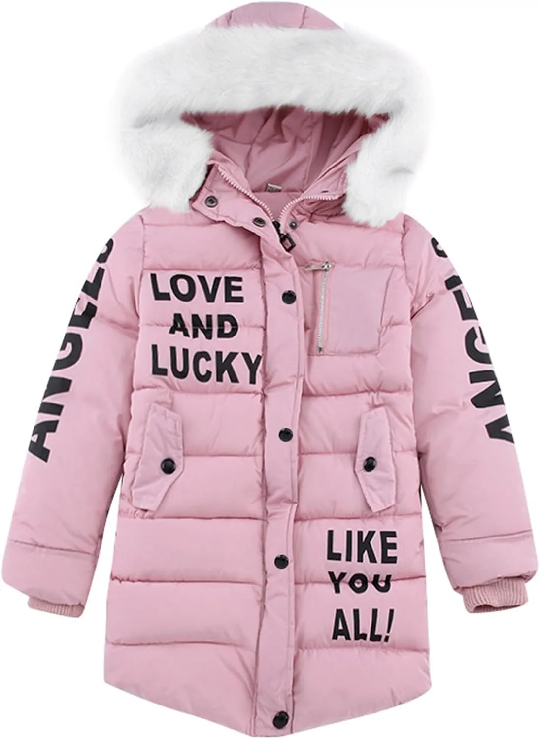 Kids Warm Outwear Cotton-padded Jacket Girls Children's Hooded Faux Winter Girls Coat&jacket 5 Coat