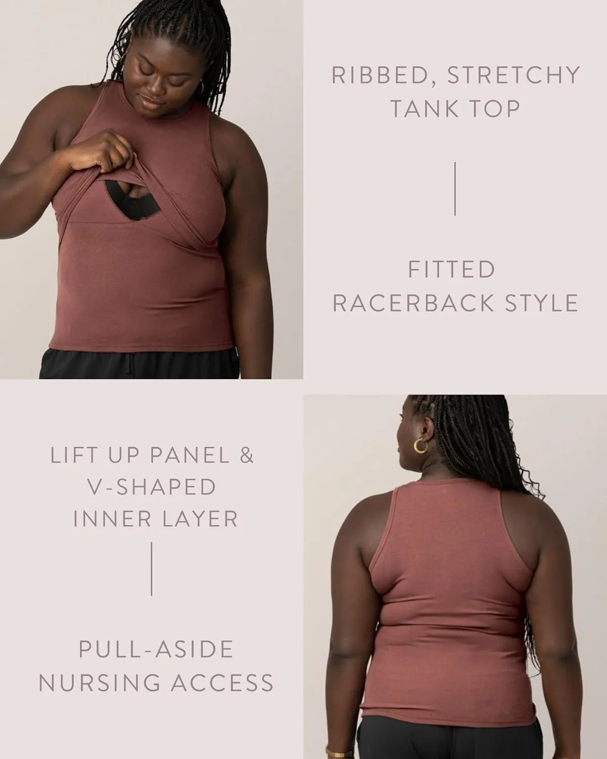 Kindred Bravely Ribbed Racerback Nursing Tank Top | Women's Sleeveless Breastfeeding Shirt