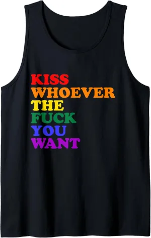 Kiss Whoever the fuck you want LGBT Rainbow Pride Flag Tank Top