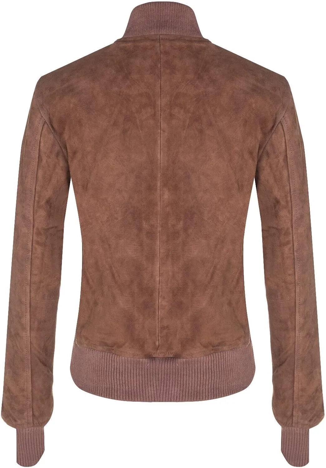 Ladies Goat Suede Bomber Genuine Leather MA-1 Varsity Retro Jacket