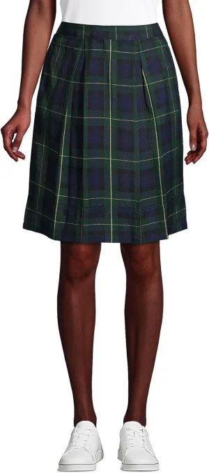 Lands' End School Uniform Women's Plaid Pleated Skort Top of Knee