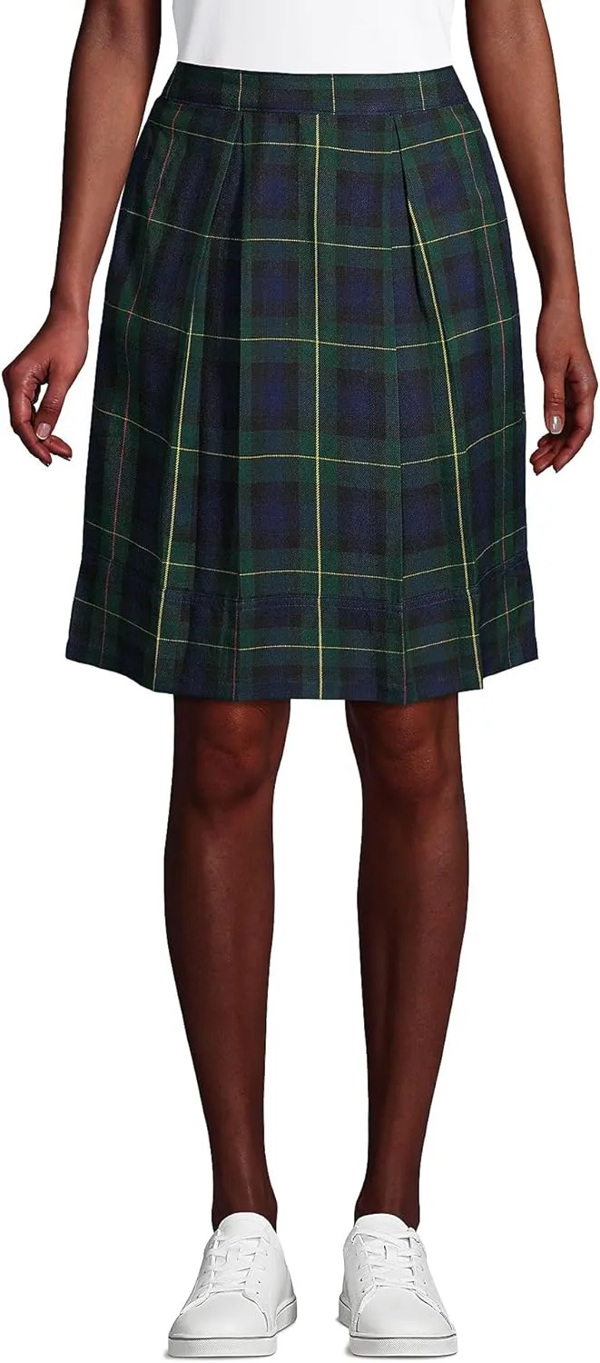 Lands' End School Uniform Women's Plaid Pleated Skort Top of Knee