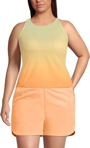 Lands' End Women's Tugless High Neck Strappy Back Tankini Swimsuit Top