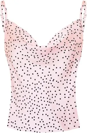 Leopard Print Satin Camisole Lace-Up Cropped Vintage Top for Women