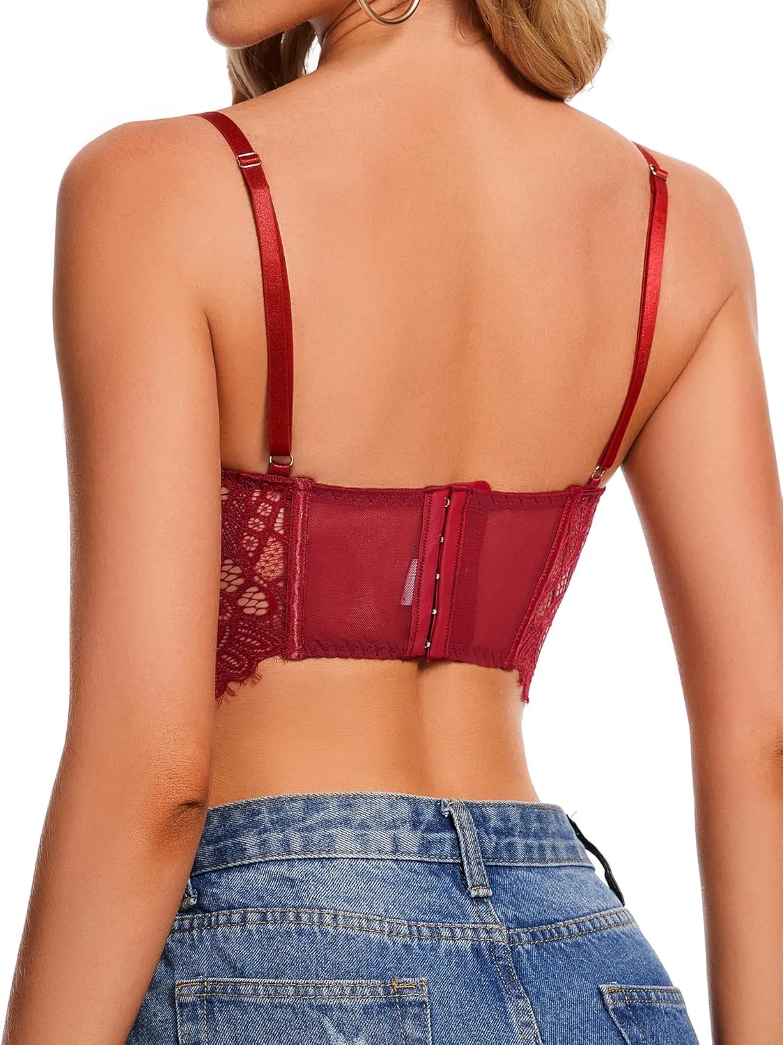 Lidogirl Women Camisole Floral Lace Bralette Longline Cami Top S-2XL