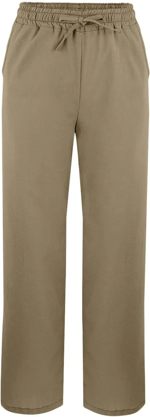 Linen Capris Pants for Women 2025 Summer High Waist Elastic Straight Leg Trousers Casual Beach Loose Fit Lounge Wear