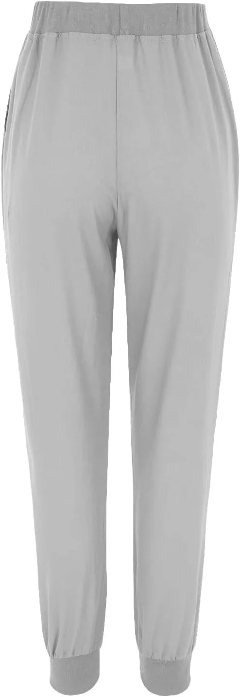 Linen Joggers for Women Casual Elastic High Waist Pants Drawstring Tapered Pants Sumemr Lightweight Trousers with Pockets