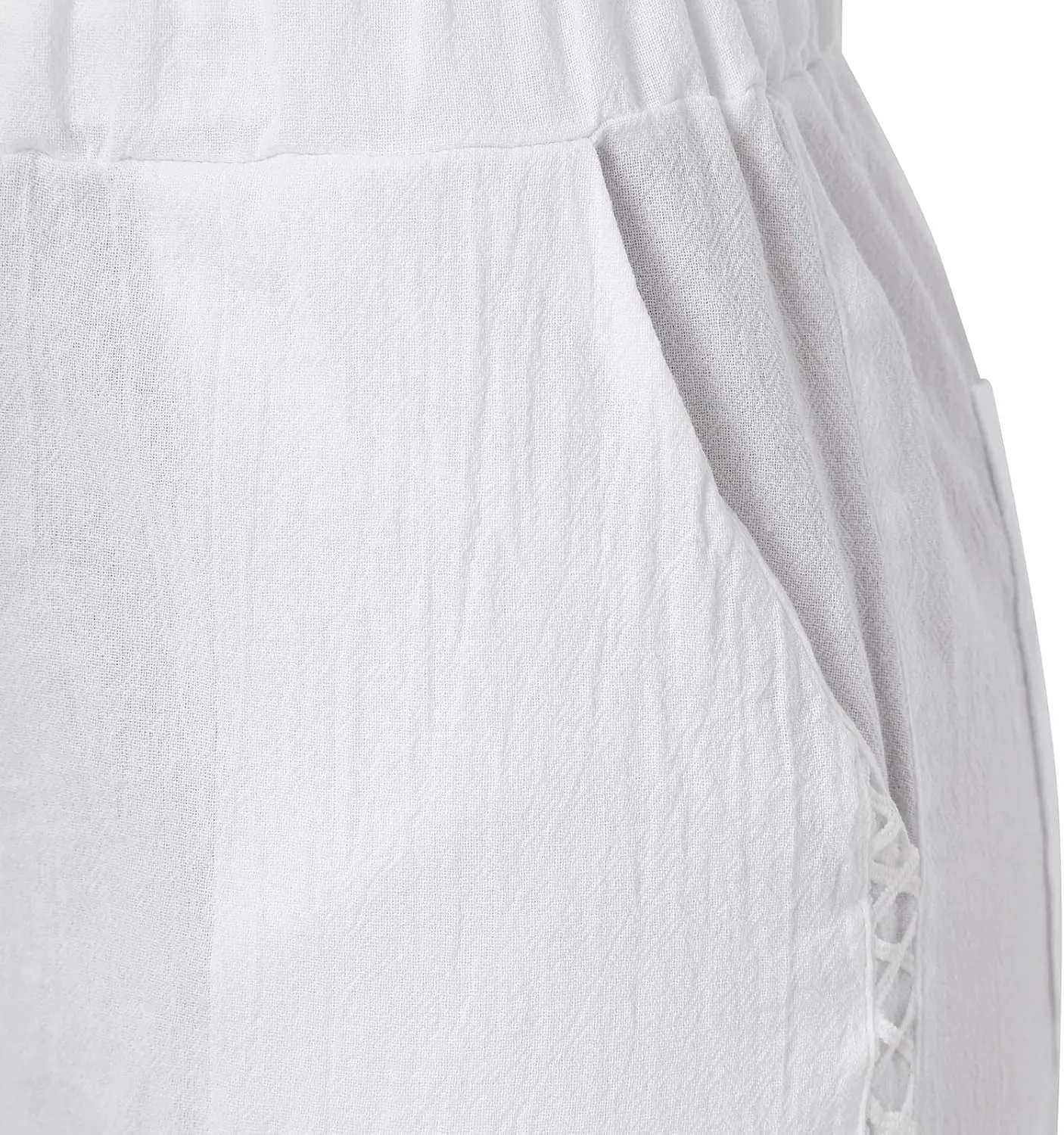 Linen Pants for Women 2025 Summer High Waist Elastic Straight Leg Lounge Pant Casual Loose Beach Lightweight Trousers