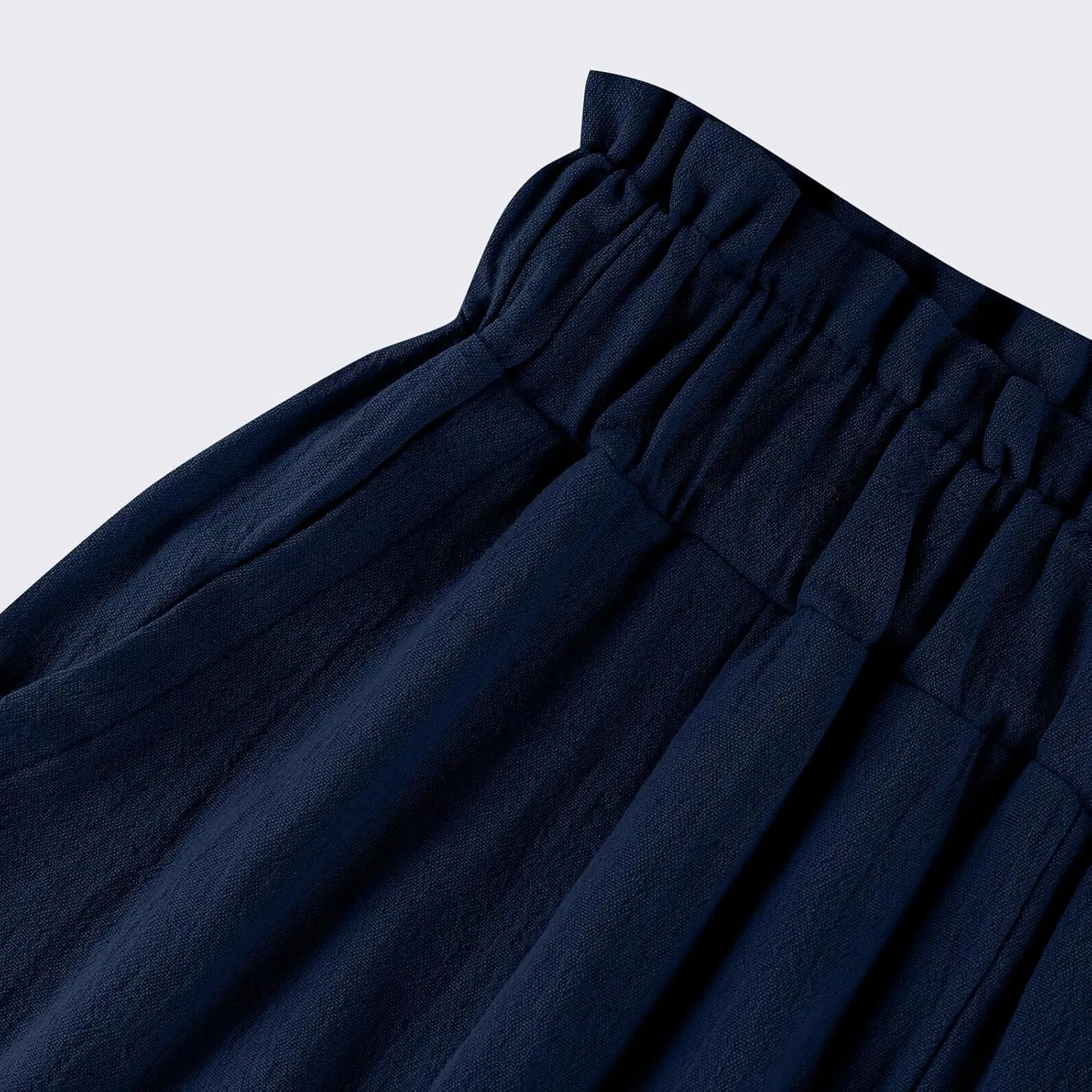 Linen Pants Women Summer Wide Leg Capri Pants High Waisted Capris Loose Palazzo Pant Cropped Trousers
