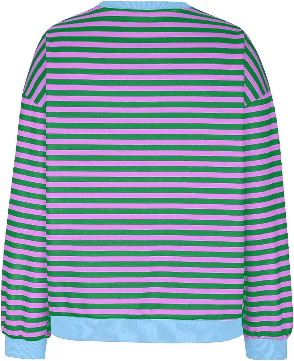 Long Sleeve Sweatshirt for Women Stripe Color Block Sweatshirt Casual Oversized Sweatshirt Crew Neck Pullover