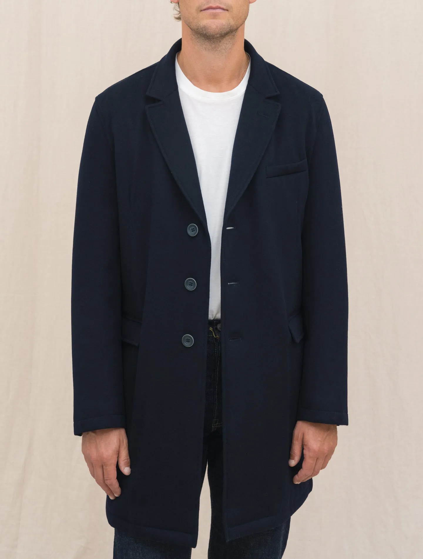 Loro Piana Storm System Padded Wool Coat Navy