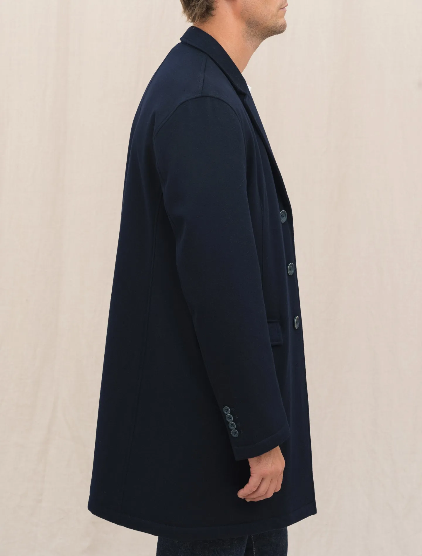 Loro Piana Storm System Padded Wool Coat Navy