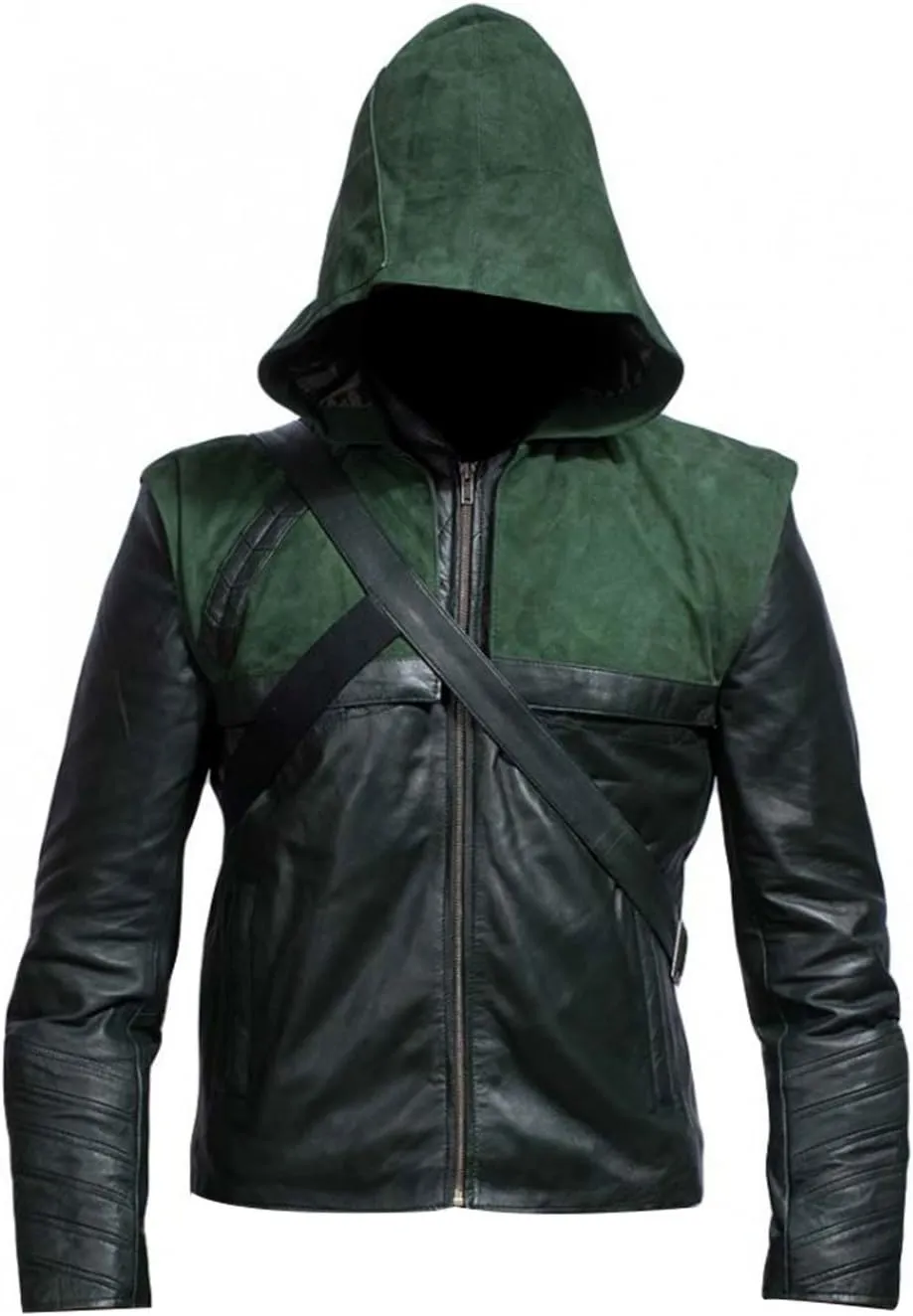 LP-FACON Mens Green Hooded Costume Cosplay Jacket Collection Halloween Outfits