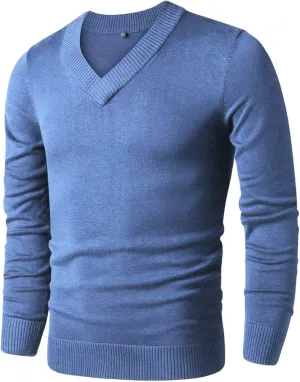LTIFONE Sweaters for Men, Mens V Neck Sweater Slim Fit Comfortably Knitted Long Sleeve Casual Business Pullover Dress Sweater