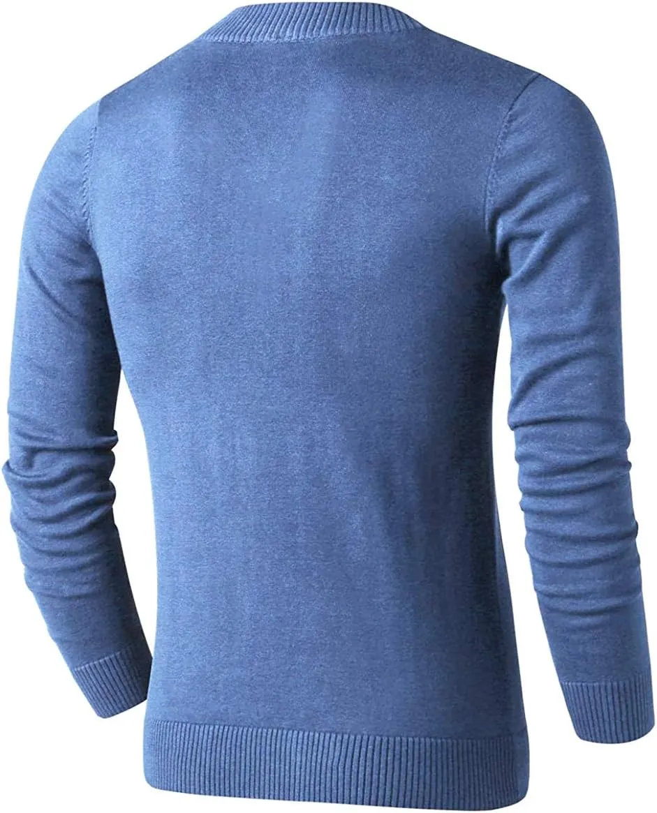LTIFONE Sweaters for Men, Mens V Neck Sweater Slim Fit Comfortably Knitted Long Sleeve Casual Business Pullover Dress Sweater