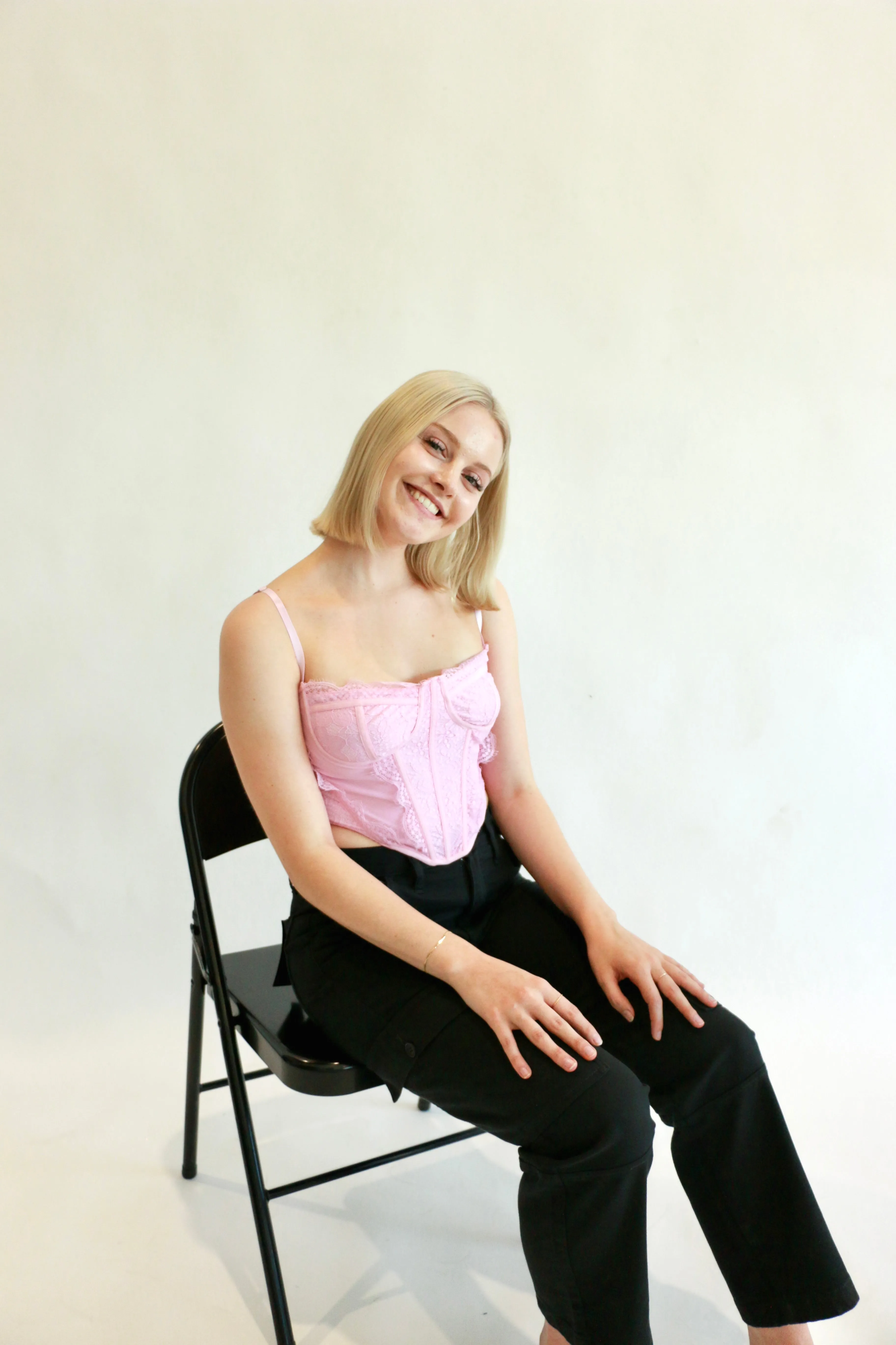 Lyric Lace Detailed Mesh Corset Top | Pink