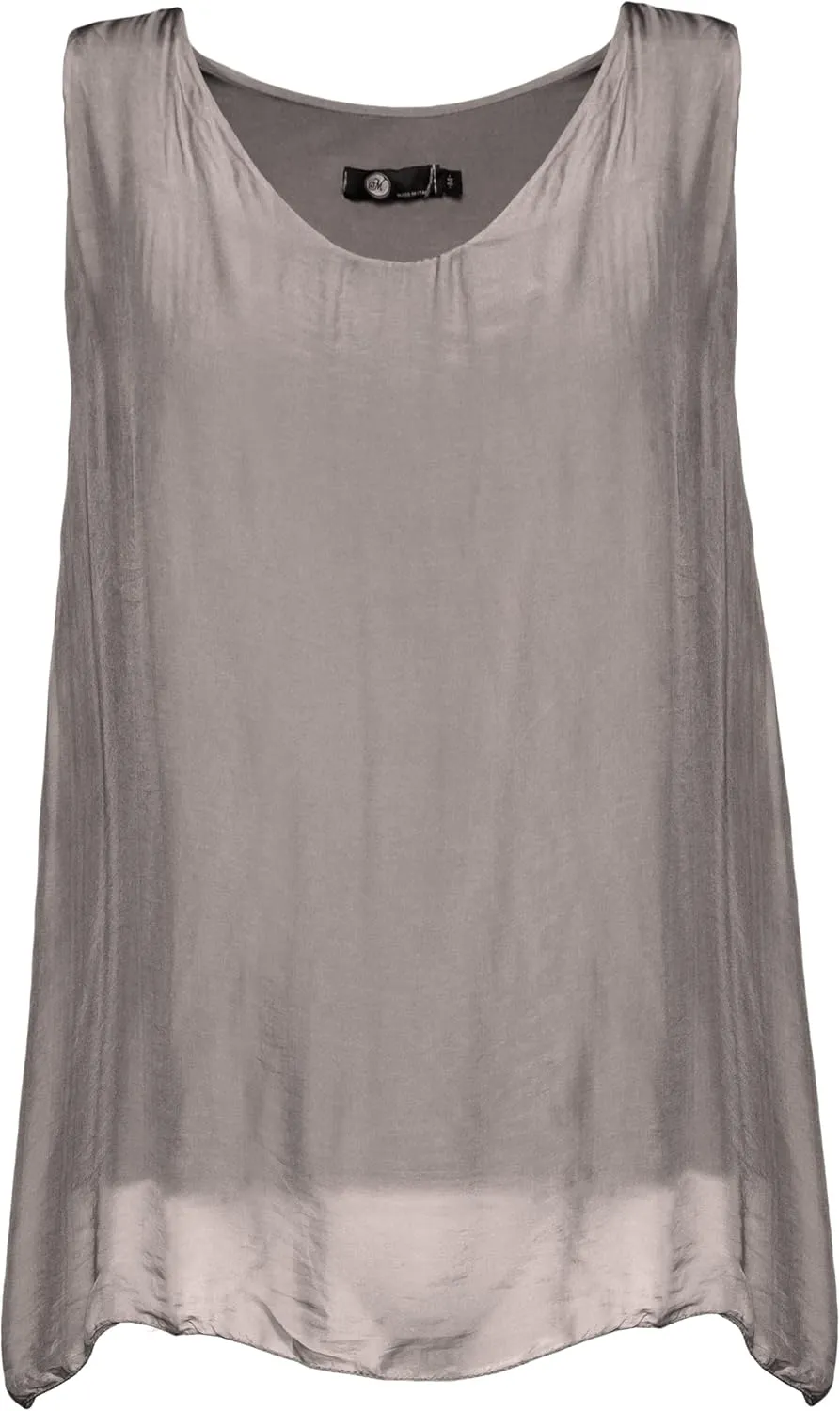 M Made in Italy Women's Double-Layer V-Neck Sleeveless Top