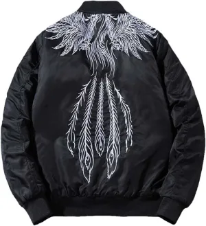 Ma-1 Winter Padded Jacket Men Embroidery Japanese Phoenix Warm Coat Cotton Baseball Hiphop Coats