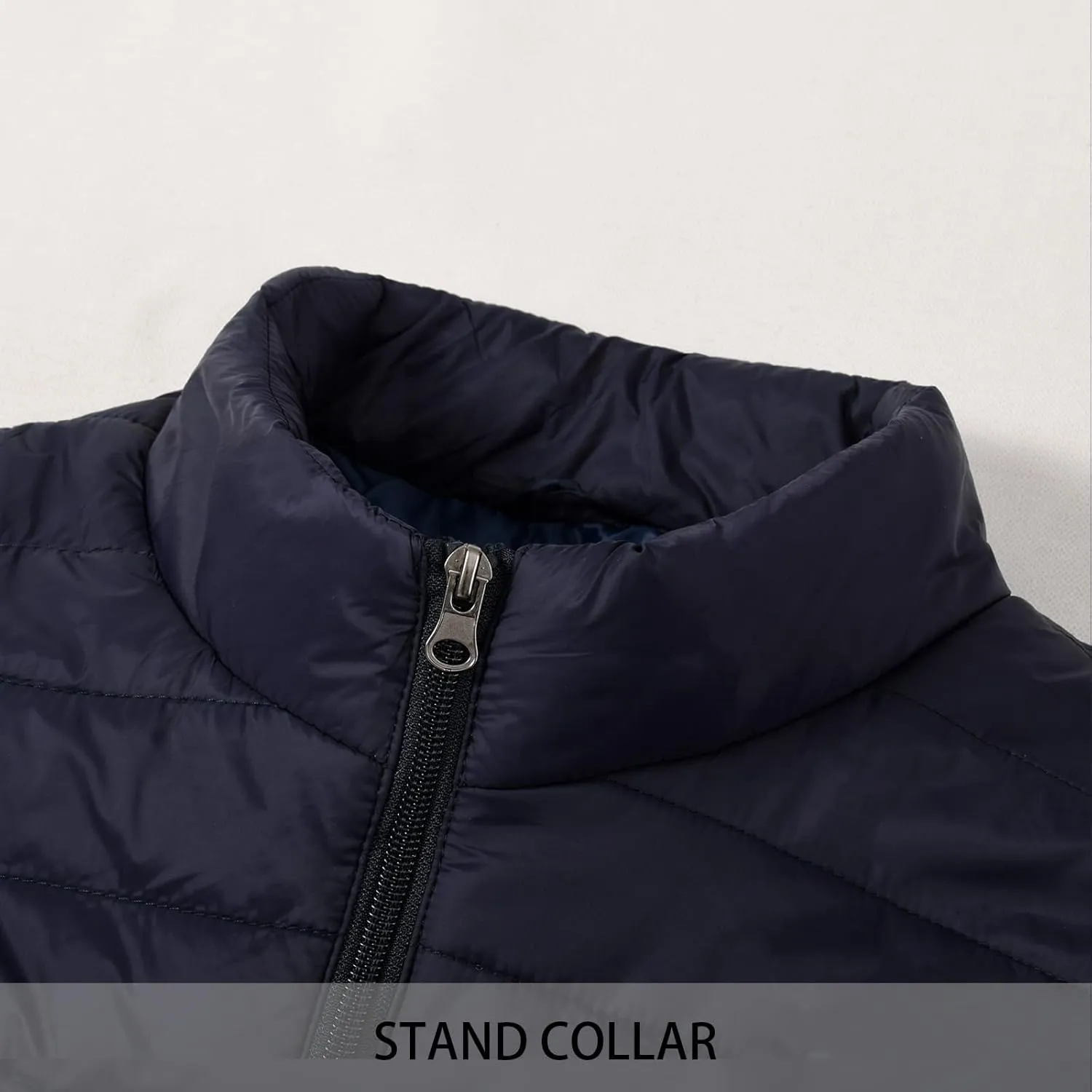MADHERO Mens Puffer Jacket Packable Lightweight Water-Resistant Stand Collar Down Alternative Puffy Outerwear Coat