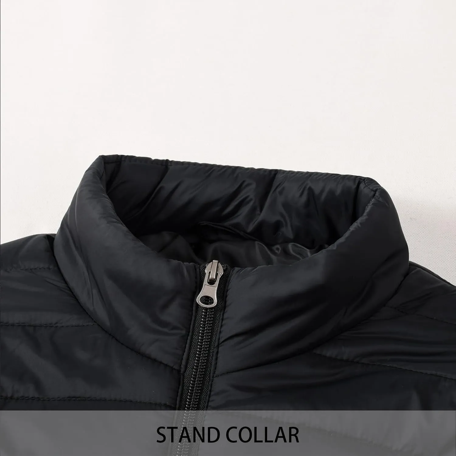 MADHERO Mens Puffer Jacket Packable Lightweight Water-Resistant Stand Collar Down Alternative Puffy Outerwear Coat