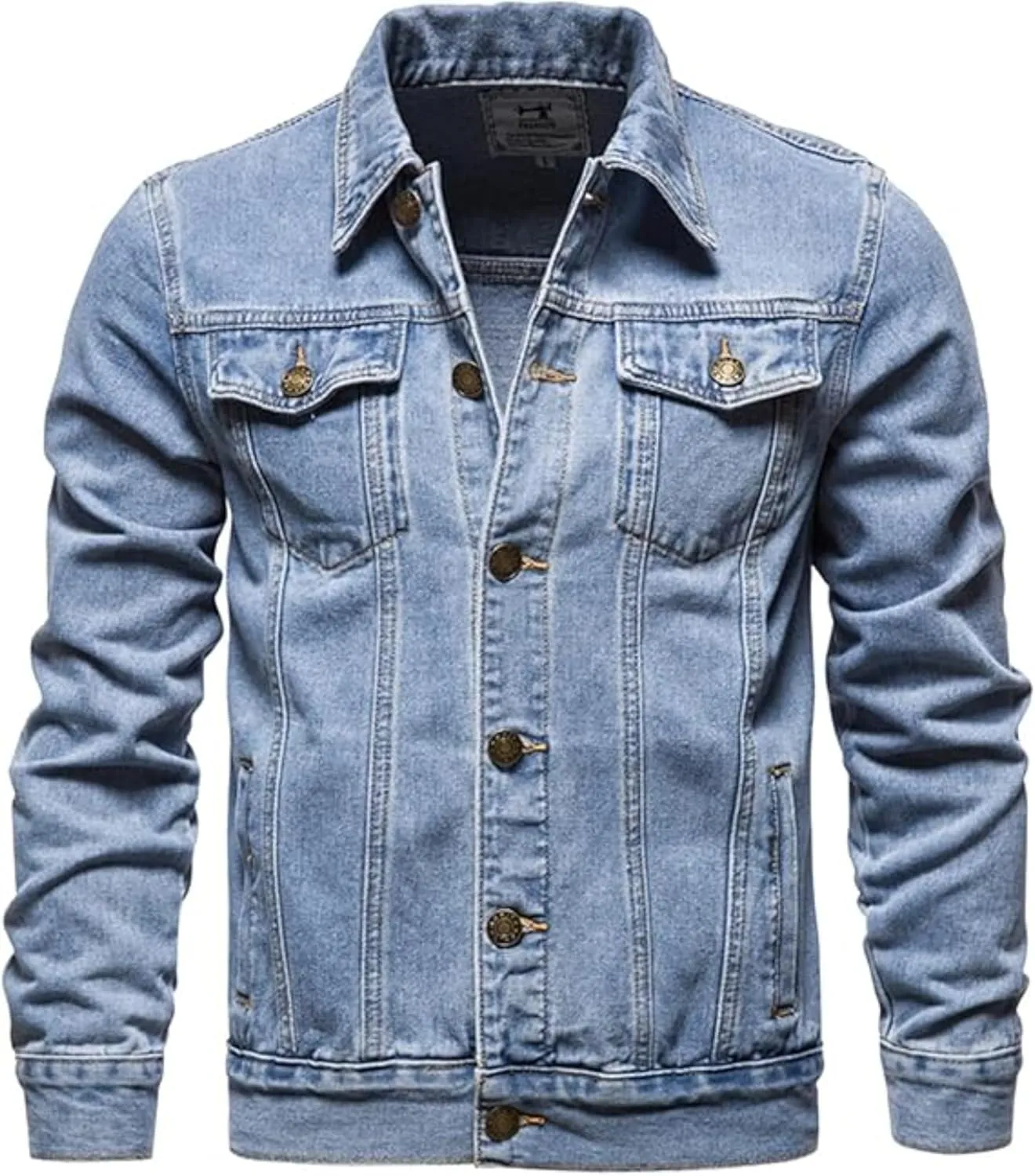 Maiyifu-GJ Mens Distressed Denim Jacket Casual Slim Fit Jean Jacket Button Front Washed Jean Trucker Jacket