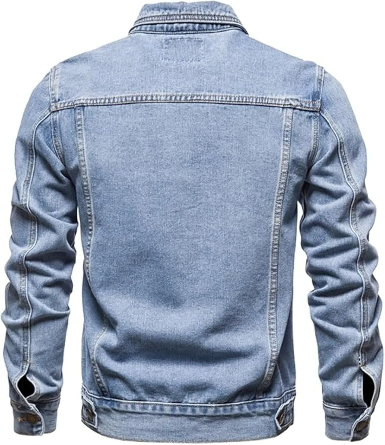 Maiyifu-GJ Mens Distressed Denim Jacket Casual Slim Fit Jean Jacket Button Front Washed Jean Trucker Jacket