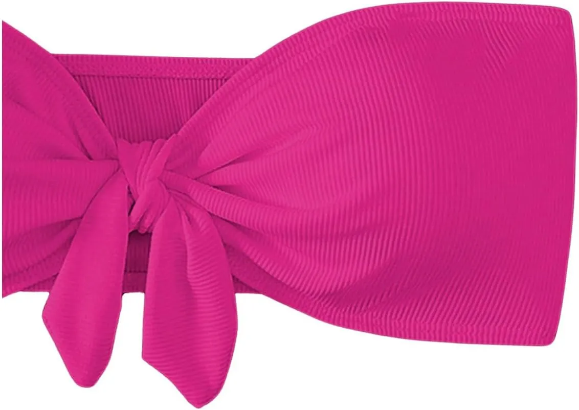 MakeMeChic Women's Bandeau Bikini Top Knot Front Strapless Swimsuit Bathing Tops