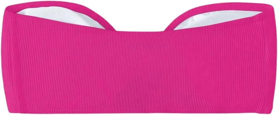 MakeMeChic Women's Bandeau Bikini Top Knot Front Strapless Swimsuit Bathing Tops