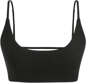 MakeMeChic Women's Spaghetti Strap Rib Knitted Camisole Sleeveless Slim Fitted Crop Top