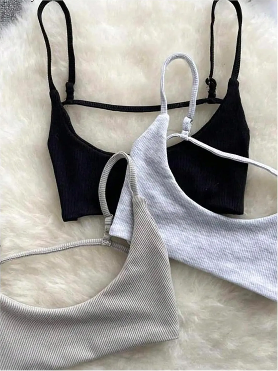 MakeMeChic Women's Spaghetti Strap Rib Knitted Camisole Sleeveless Slim Fitted Crop Top