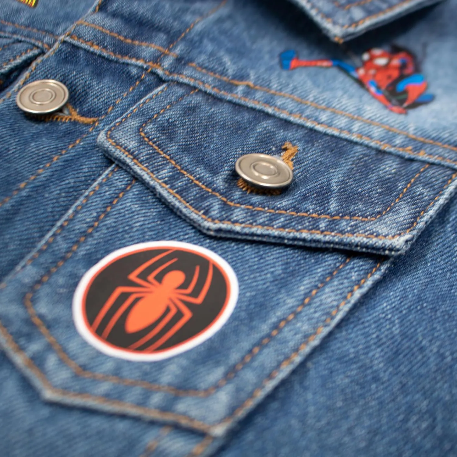 Marvel Spiderman Jean Jacket with Hoodie Spider-Man Miles Morales Denim Jacket for Little and Big Kid Boys Fashion Jacket