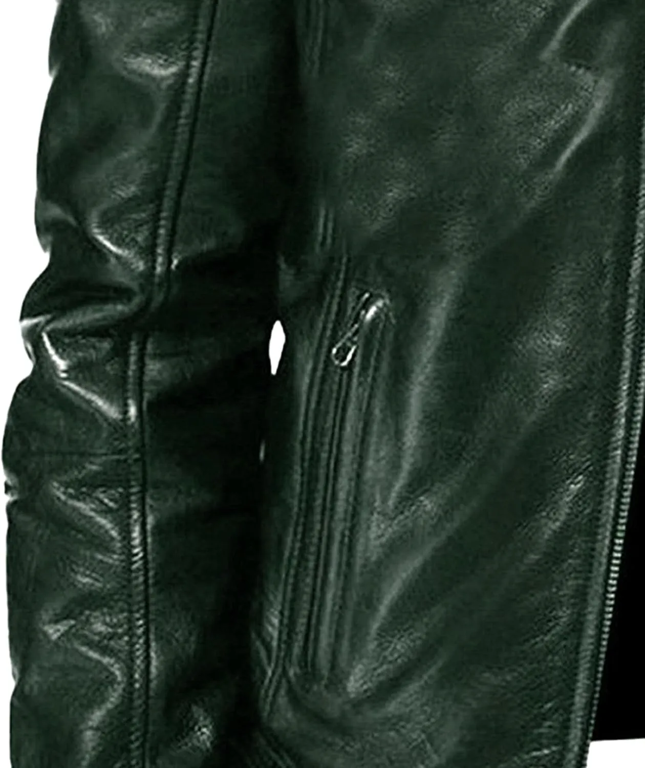 Men Leather Motorcycle Jacket Stand Collar Faux Leather Jackets Zip-Up Slim Fit Biker Coat