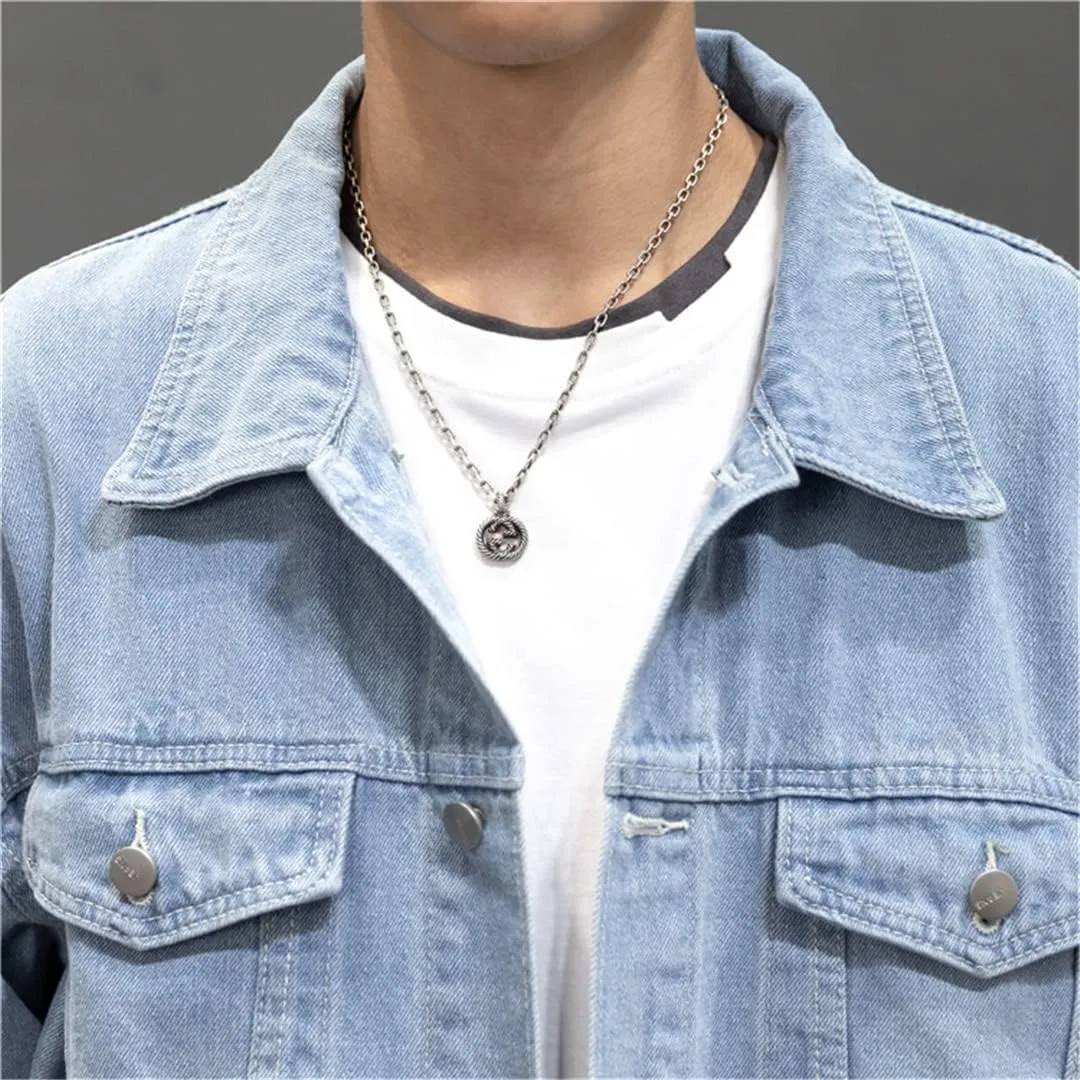 Men Vintage Jean Coats Streetwear Jean Denim Jacket Turn Down Collar Bomber Outerwear