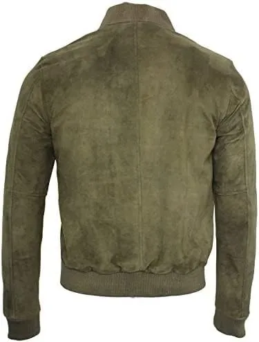 Men's 100% Real Suede leather Trucker Jacket | Biker Motorcycle Jacket| Classic Bomber Varsity Jacket - Zipper