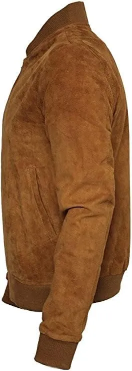 Men's 100% Real Suede leather Trucker Jacket | Biker Motorcycle Jacket| Classic Bomber Varsity Jacket - Zipper