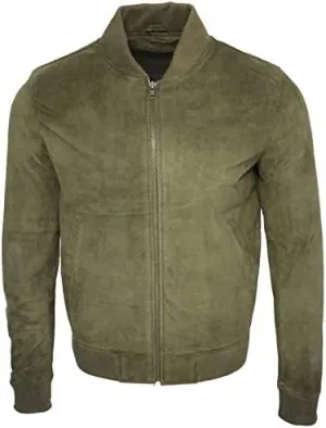 Men's 100% Real Suede leather Trucker Jacket | Biker Motorcycle Jacket| Classic Bomber Varsity Jacket - Zipper