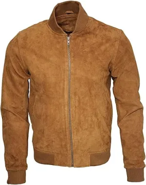 Men's 100% Real Suede leather Trucker Jacket | Biker Motorcycle Jacket| Classic Bomber Varsity Jacket - Zipper