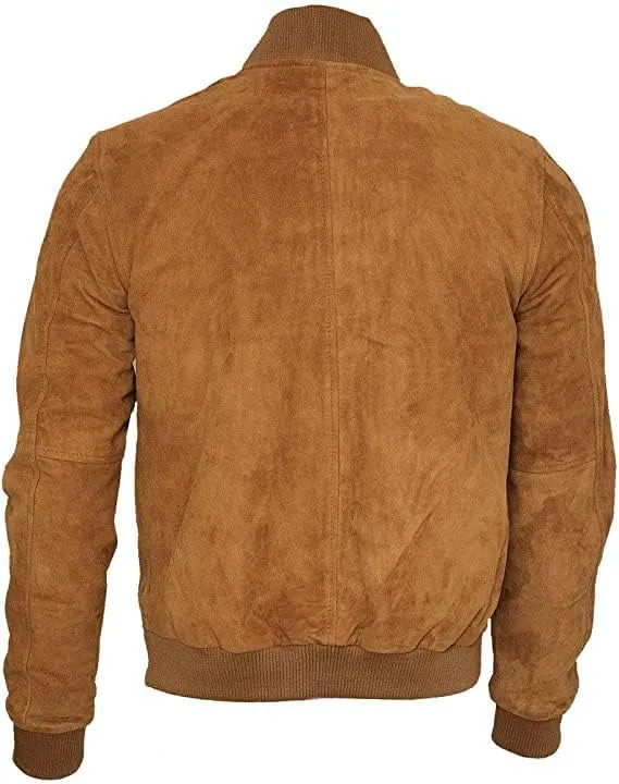 Men's 100% Real Suede leather Trucker Jacket | Biker Motorcycle Jacket| Classic Bomber Varsity Jacket - Zipper