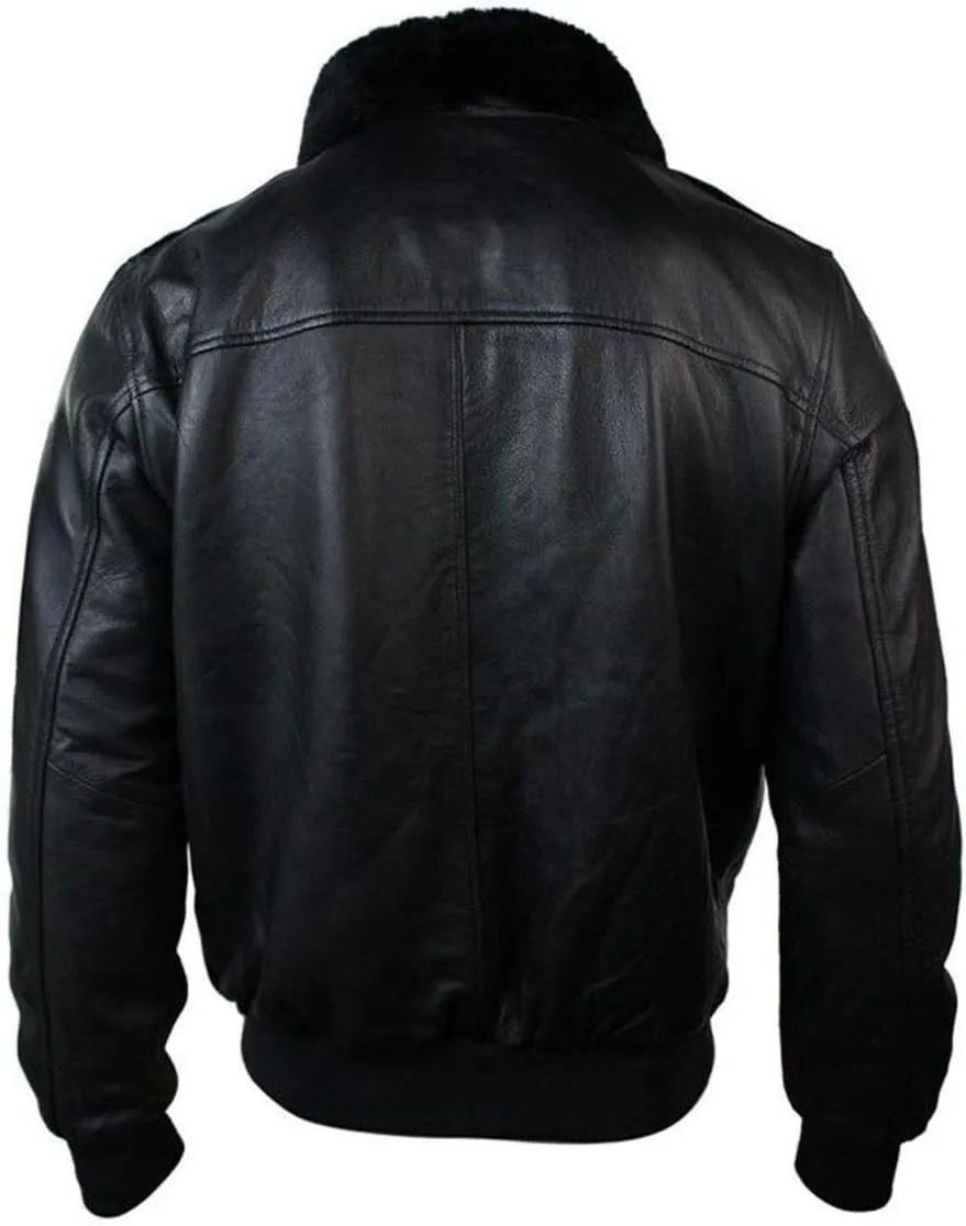 Men's A2 Aviator Pilot Flight Distressed Brown Leather Jacket - WW2 USAAF Air Force Flying Bomber Outerwear