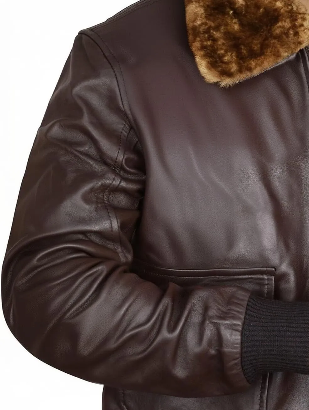 Men's Aviator USAAF Pilot Flying Multiple Patches G1 Bomber Fur Collar Brown Leather Jacket