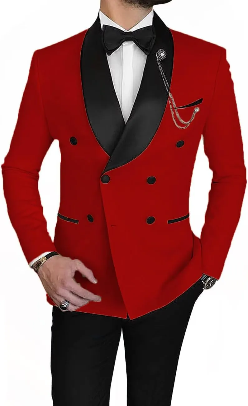 Men's Blazer Casual Suit Slim Fit Sport Coats Double Breasted Business Suit Blazer Shawl Lapel Jacket(1 Jacket)