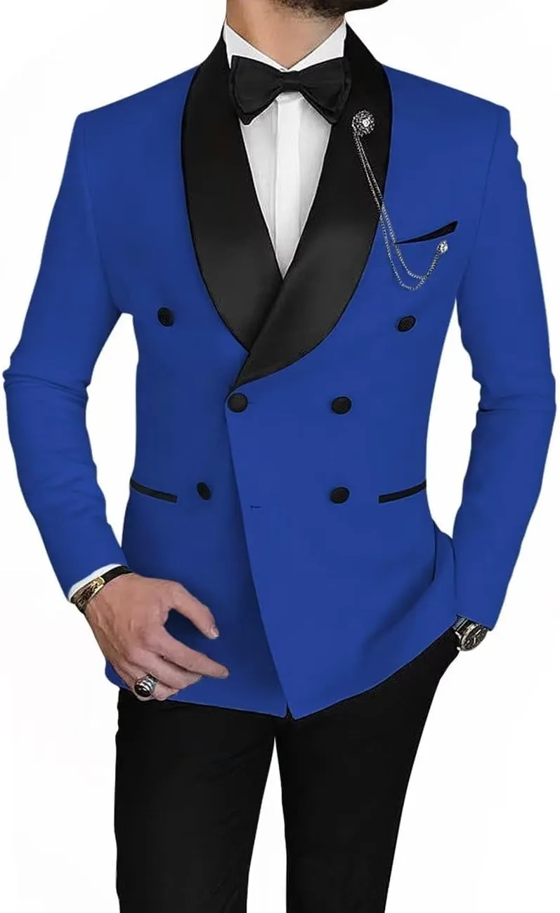 Men's Blazer Casual Suit Slim Fit Sport Coats Double Breasted Business Suit Blazer Shawl Lapel Jacket(1 Jacket)
