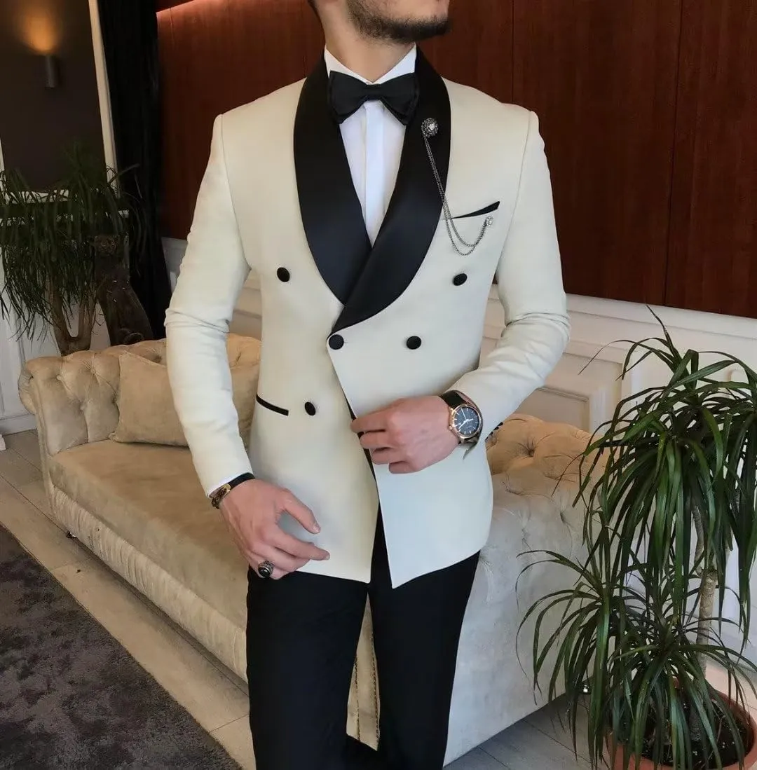 Men's Blazer Casual Suit Slim Fit Sport Coats Double Breasted Business Suit Blazer Shawl Lapel Jacket(1 Jacket)