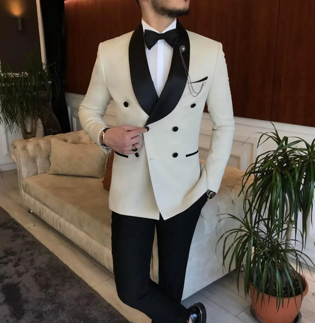 Men's Blazer Casual Suit Slim Fit Sport Coats Double Breasted Business Suit Blazer Shawl Lapel Jacket(1 Jacket)
