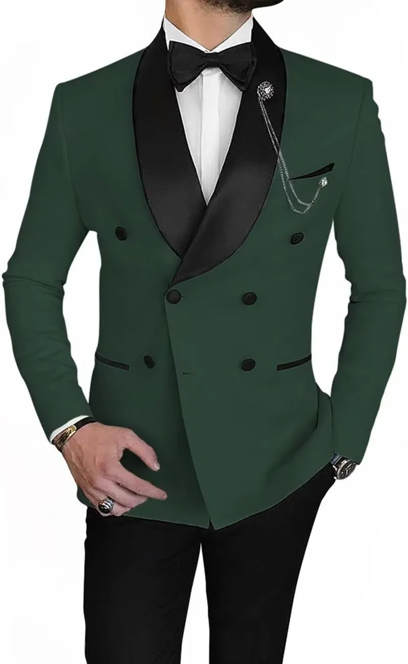 Men's Blazer Casual Suit Slim Fit Sport Coats Double Breasted Business Suit Blazer Shawl Lapel Jacket(1 Jacket)