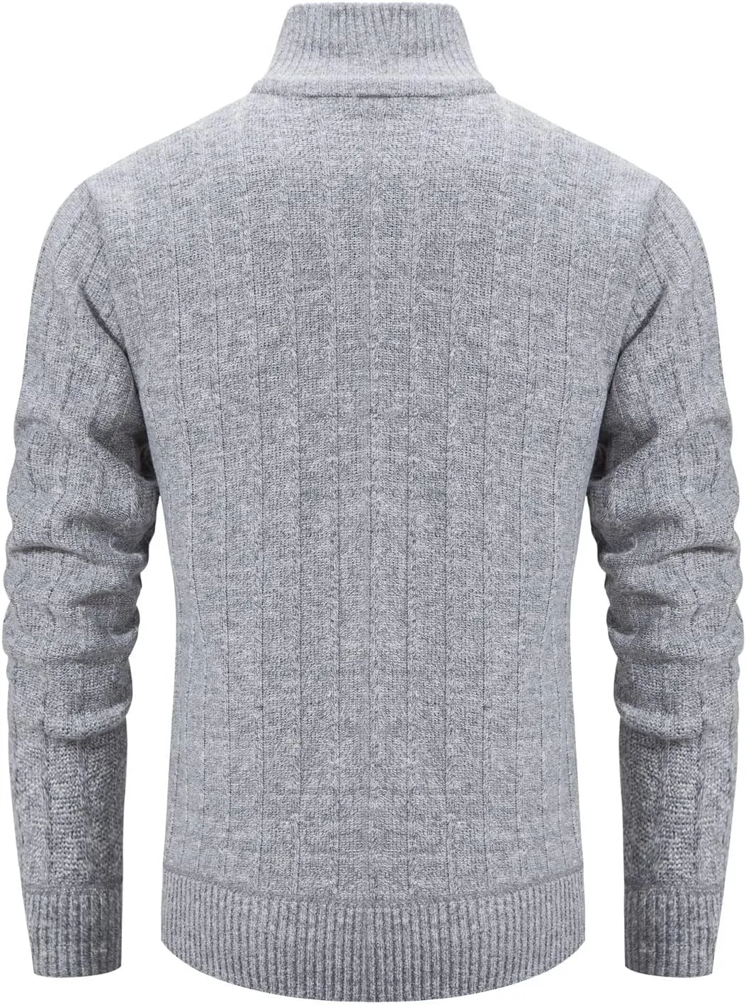 Men's Cardigan Sweaters Full Zip Up Stand Collar Slim Fit Casual Knitted Sweater with 2 Front Pockets
